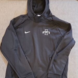 Iowa State Nike Black Hoodie with White Swoosh and Logo